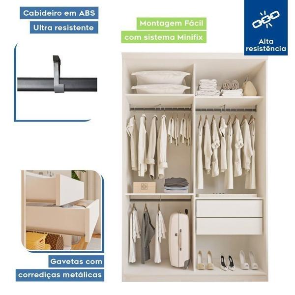 Imagem de Conjunto Guarda Roupa Solteiro Premium 138cm 2 Portas e Cômoda 129,5cm 1 Porta 4 GavetasMinastex