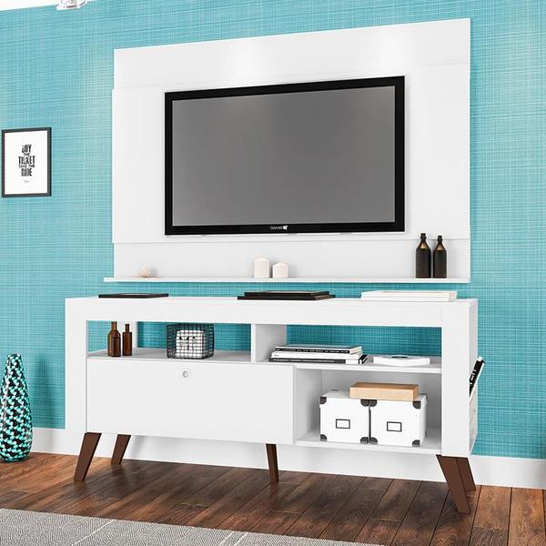 Imagem de Conjunto Home Com Bancada E Painel Para Tv Até 55 Dinamarca - Branco