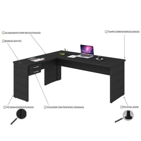 Imagem de Conjunto Home Office 2 Peças com Escrivaninha Work30 e Estante Kuadra