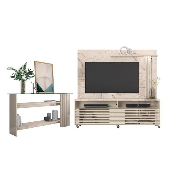 Imagem de Conjunto Home Theater e Bancada Hans Calacata Off-White