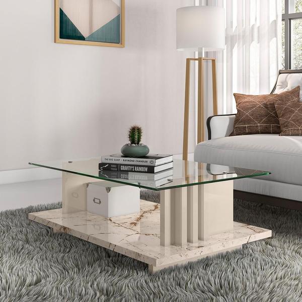 Imagem de Conjunto Home Theater e Mesa de Centro Madrid Calacata Off-White