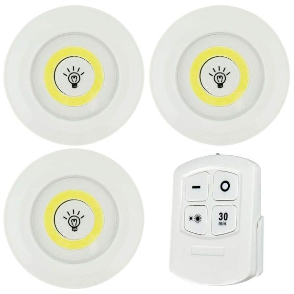 Imagem de Conjunto Iluminação Led 3 Spots Sem Fio + Controle Branco