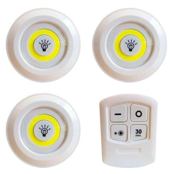 Imagem de Conjunto Iluminação Led Spot 3 Luminárias Sem Fio + Controle