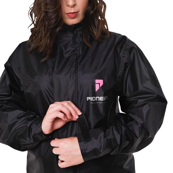 Imagem de Conjunto Impermeável Emborrachado Preto Com Gola Feminino Para Motoqueiro Tam GG Pioneira