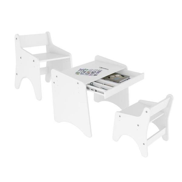 Imagem de Conjunto Infantil 3 Peças 1 Mesa 2 Cadeiras com Regulagem Movelbras Branco