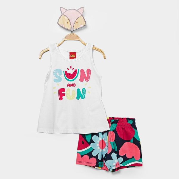 Conjunto Infantil Curto Kyly Floral Frutas Menina Conjunto Infantil Curto Kyly Floral Frutas Menina