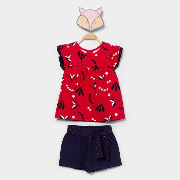 Conjunto Infantil Curto Kyly Floral Poá Menina Conjunto Infantil Curto Kyly Floral Poá Menina