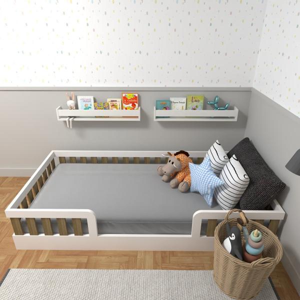 Imagem de Conjunto Infantil de Cama Montessoriana e Escrivaninha com Regulagem de Altura