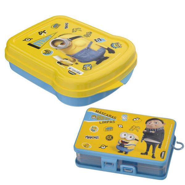 Imagem de Conjunto infantil Minions porta máscaras e sanduicheira Plasutil