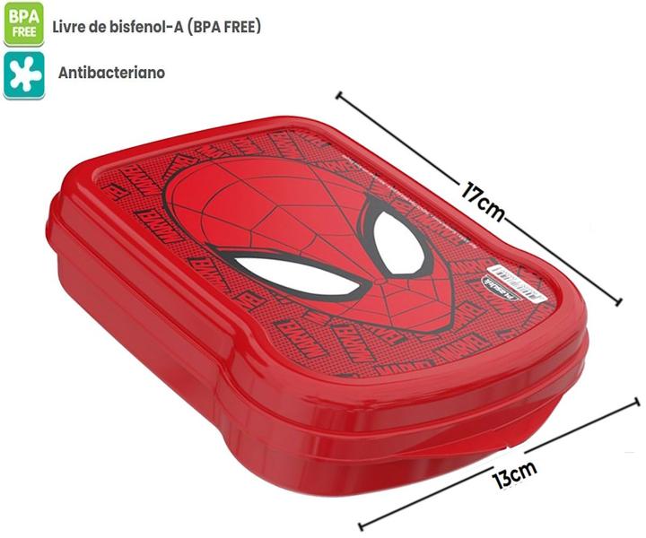 Imagem de Conjunto Infantil Porta Lanche Homem Aranha 5 Itens Plasutil