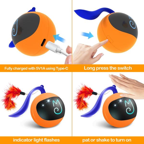 Imagem de Conjunto interativo de brinquedos Cat Ball Migipaws com Fun Tracker Orange