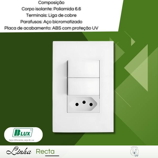 Imagem de Conjunto Interruptor duplo simples + Tomada 10A Recta - B.lux