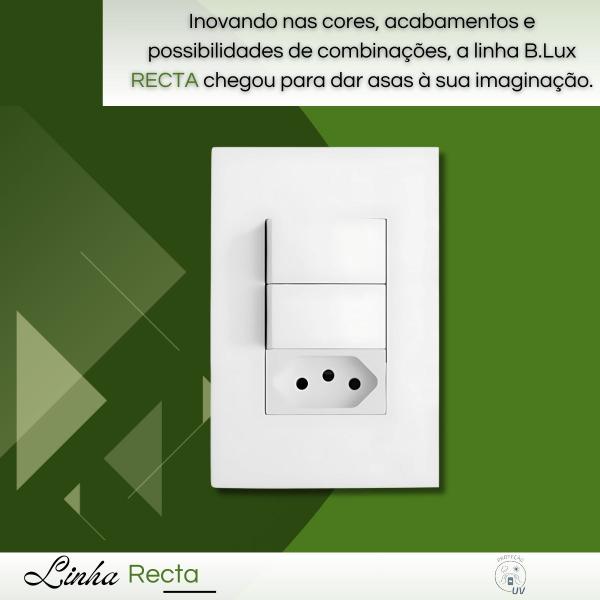 Imagem de Conjunto Interruptor duplo simples + Tomada 10A Recta - B.lux