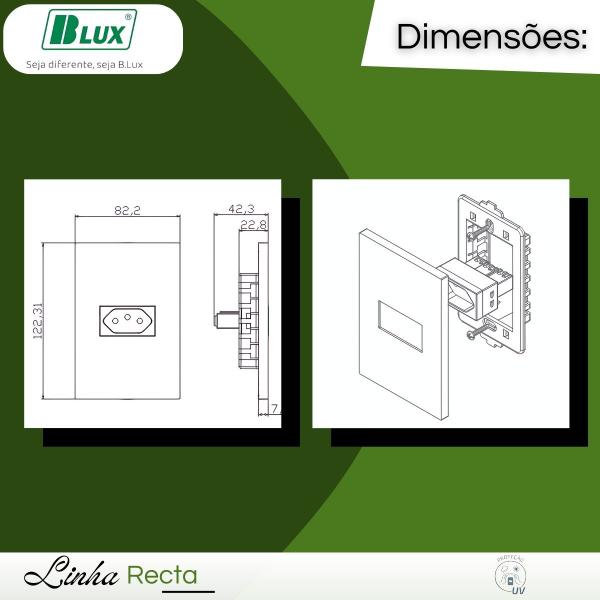 Imagem de Conjunto Interruptor duplo simples + Tomada 10A Recta - B.lux