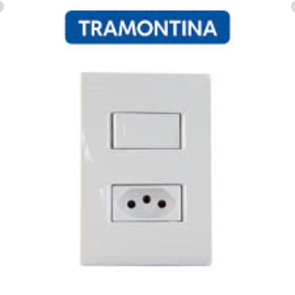 Imagem de Conjunto Interruptor + Tomada 10a Branco Tramontina 