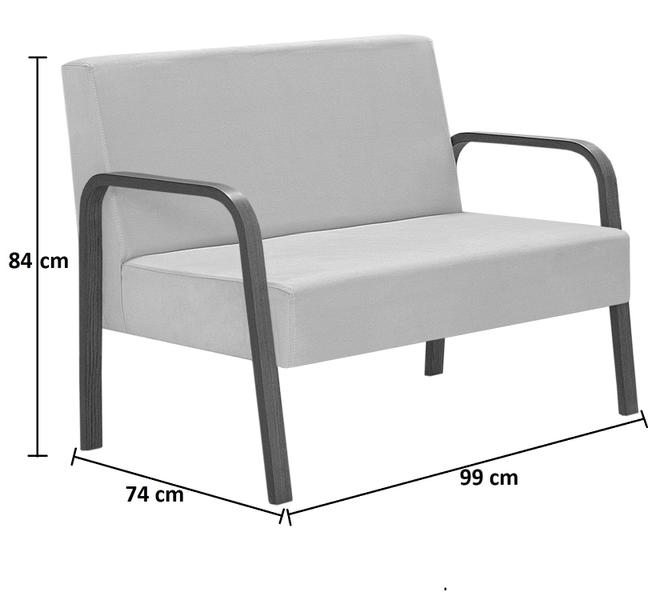 Imagem de Conjunto Jade 1 Poltrona 2 Lugares  e 2 poltronas de 1 lugar Braço Madeira  D Salla Suede