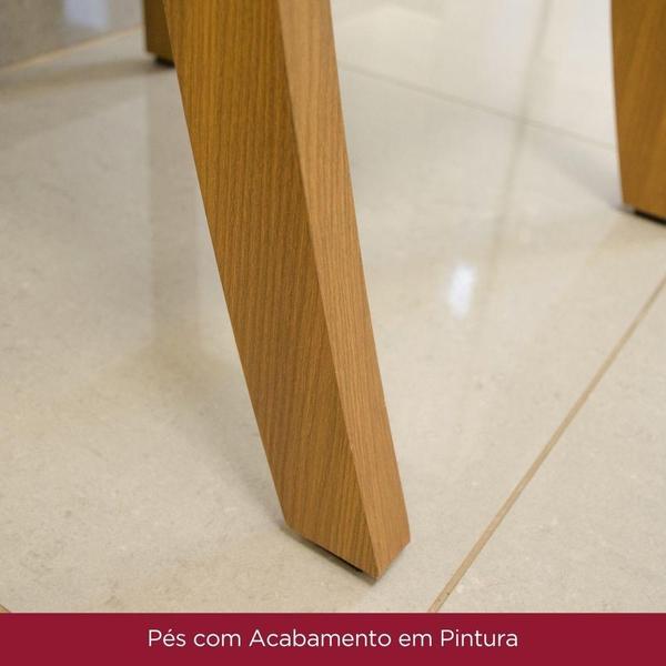 Imagem de Conjunto Jantar Tampo Mdf Canto Reto Com Vidro 160 Cm 06 Cadeiras Cecily Henn Nature Off White Linho