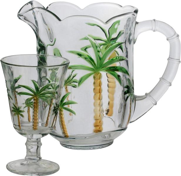 Imagem de Conjunto Jarra com 6 Taças Cristal Palm Hand Painting 1,3L