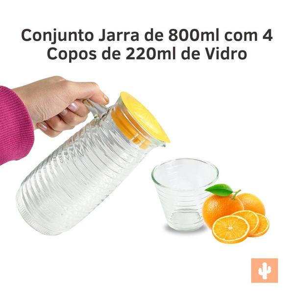 Imagem de Conjunto Jarra de 800ml com 4 Copos de 220ml de Vidro