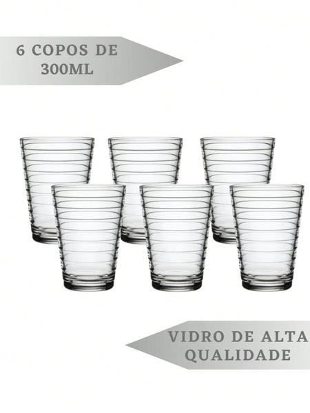 Imagem de Conjunto Jarra de Vidro com Tampa 1600ml + 6 Copos de Vidro 300ml Para Bares Restaurante Cozinha