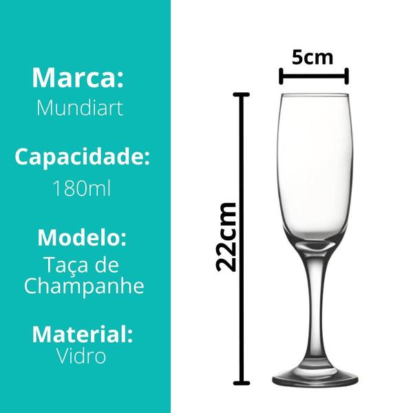 Imagem de Conjunto Jogo 6 Taças Champanhe Espumante Luxo Vidro 180ml