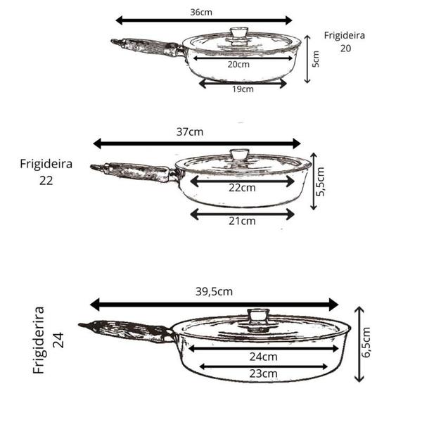 Imagem de Conjunto Jogo de Frigideiras Alumínio Reforçado 3 Peças