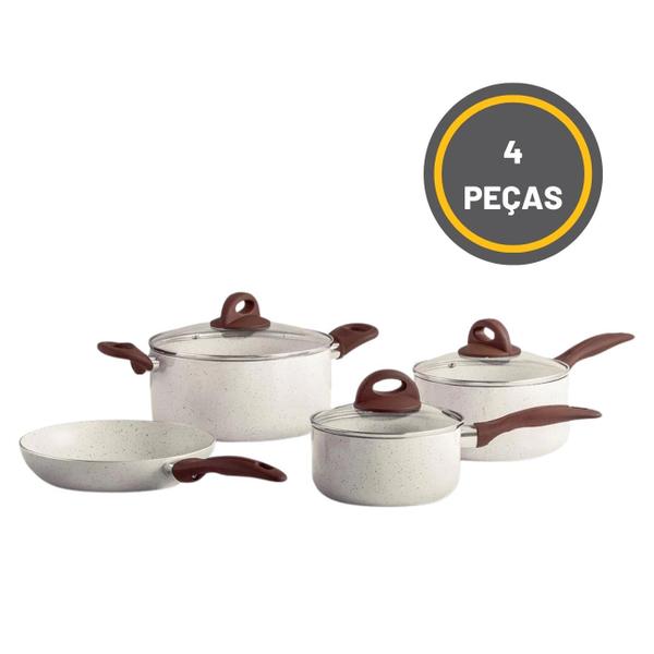 Imagem de Conjunto Jogo Panelas Ceramic Antiaderente Vanilla 4 Peças