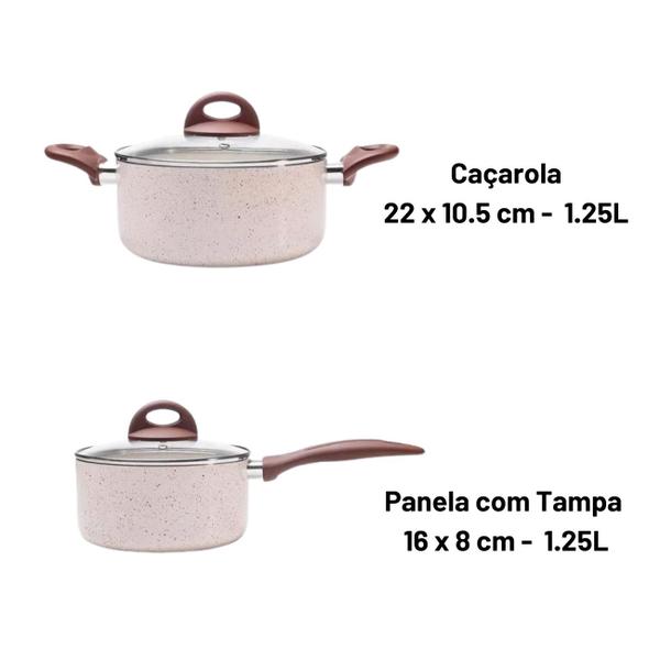 Imagem de Conjunto Jogo Panelas Ceramic Antiaderente Vanilla 4 Peças