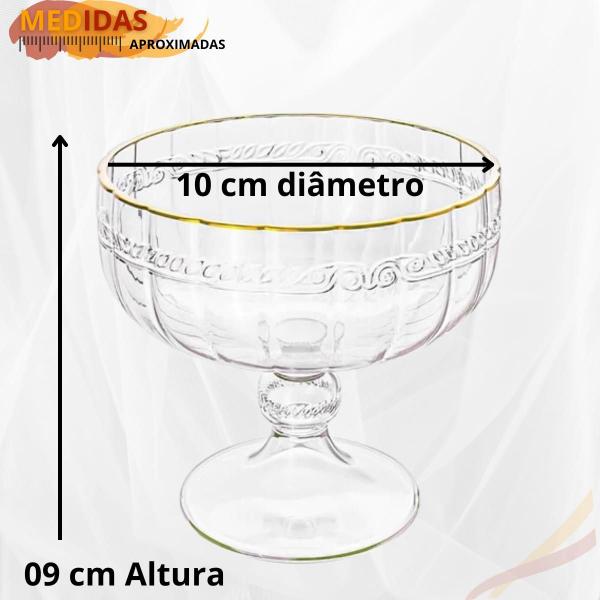 Imagem de Conjunto Jogo Taças de Sobremesa em Vidro Fio de Ouro 200 ml Dourada