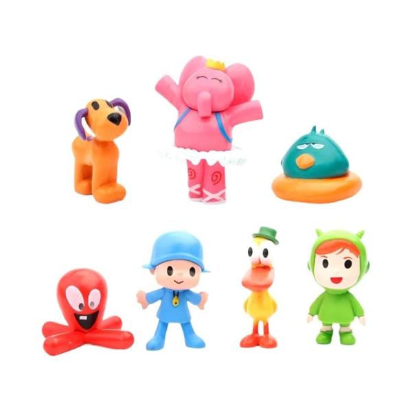 Imagem de Conjunto Kawaii de 7 Brinquedos Pocoyo - Pássaro, Pato, Elefante e Mais