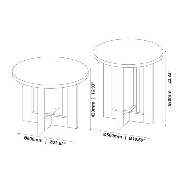 Imagem de  Conjunto Kit 2 Mesa De Centro Luxo Decoração Sala- Pérola/Nature