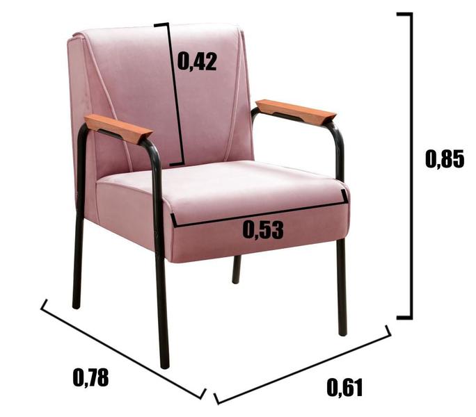 Imagem de Conjunto Kit 2 Poltronas Jade Cadeira Decorativa Moderna Braço Metal