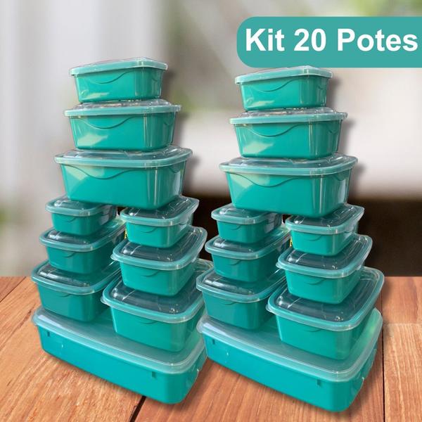 Imagem de Conjunto Kit 20 Potes Plasticos Para Cozinha Retangular