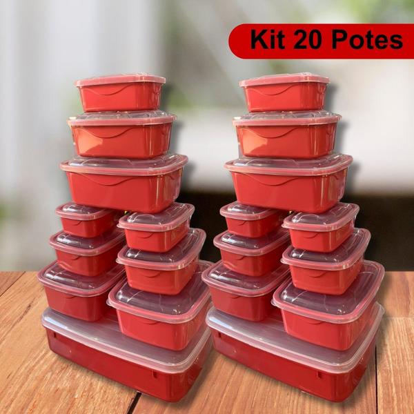 Imagem de Conjunto Kit 20 Potes Plasticos Para Cozinha Retangular