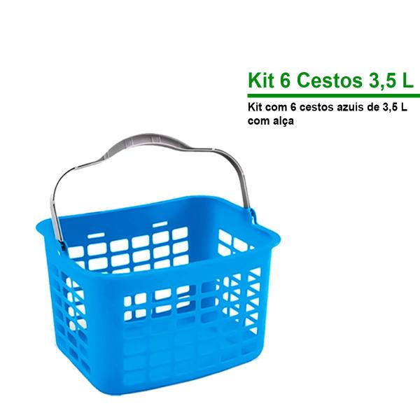 Imagem de Conjunto Kit 6 Cestos Cestinha Usual De Mercado 3,5 Litros Para Uso Diversos Organizador Moderno