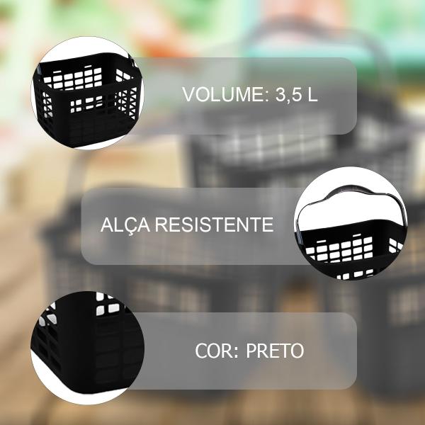 Imagem de Conjunto Kit 6 Cestos Cestinha Usual De Mercado 3,5 Litros Para Uso Diversos Organizador Moderno