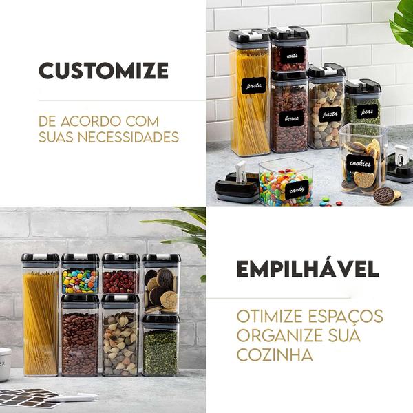 Imagem de Conjunto kit  7 potes de cozinha organizadores herméticos