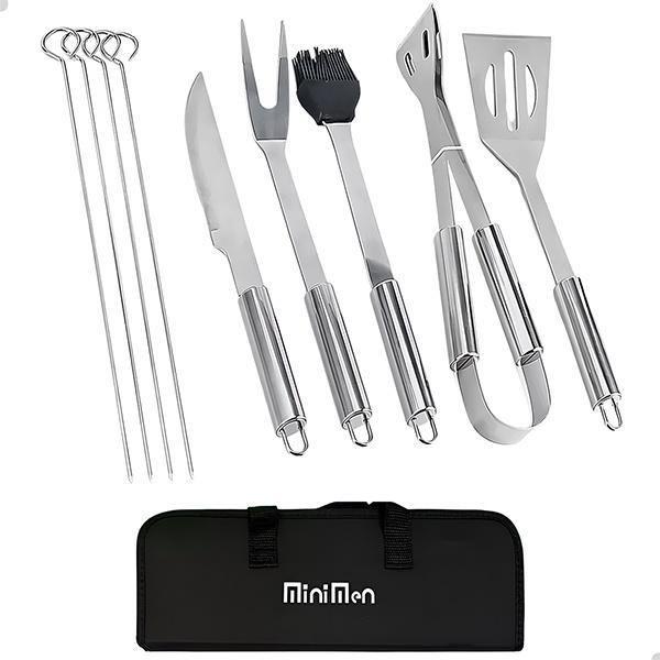 Imagem de Conjunto Kit Churrasco 9 Peças De Aço Inox Com Bolsa