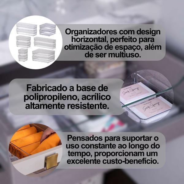 Imagem de Conjunto Kit Com 12 Transparente Organizadores Funcional Designer Moderno