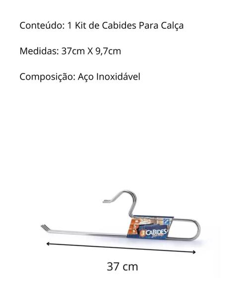 Imagem de Conjunto Kit Com 3 Cabides Em Aço Cromado Arthi Para Calça