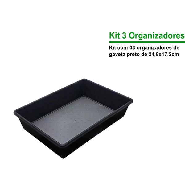 Imagem de Conjunto Kit Com 3 Organizador Elegante Antiderrapante Gavetas Closet multiuso