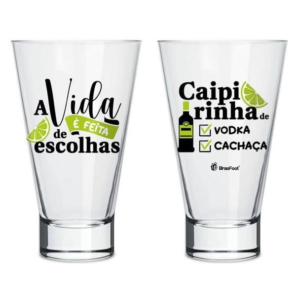 Imagem de Conjunto kit copo caipirinha long 400ml - vodka ou cachaca - Brasfoot Presentes