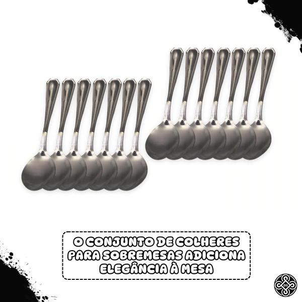 Imagem de Conjunto Kit de 12 Colheres Inox para Sobremesa Pudim Sorvete Doce