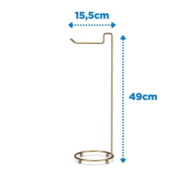 Imagem de Conjunto Kit de Banheiro Labavo 3 Peças Porta Papel de Chão Lixeira com Tampa e Porta Toalha de Bancada Dourado Fosco Linha Premium Com Garantia