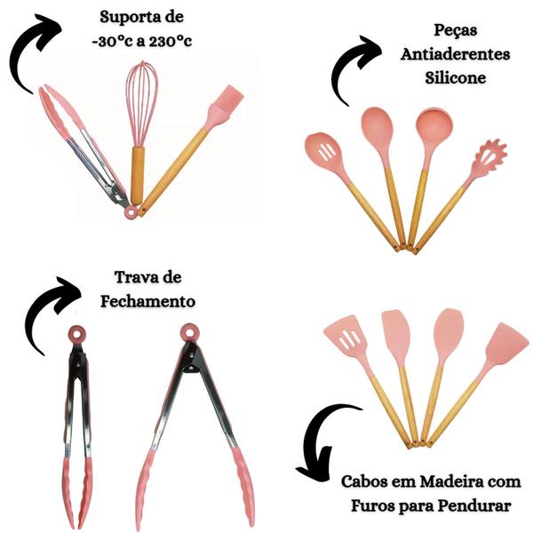 Imagem de Conjunto kit Espátulas Pincel Fouet de Silicone com Baldinho 12 peças