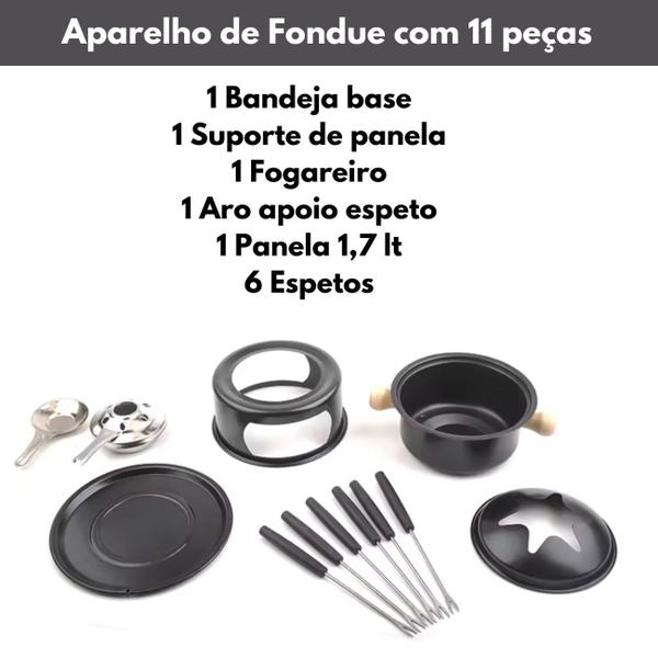 Imagem de Conjunto Kit Fondue Completo 6 Pessoas 11 Peças Black