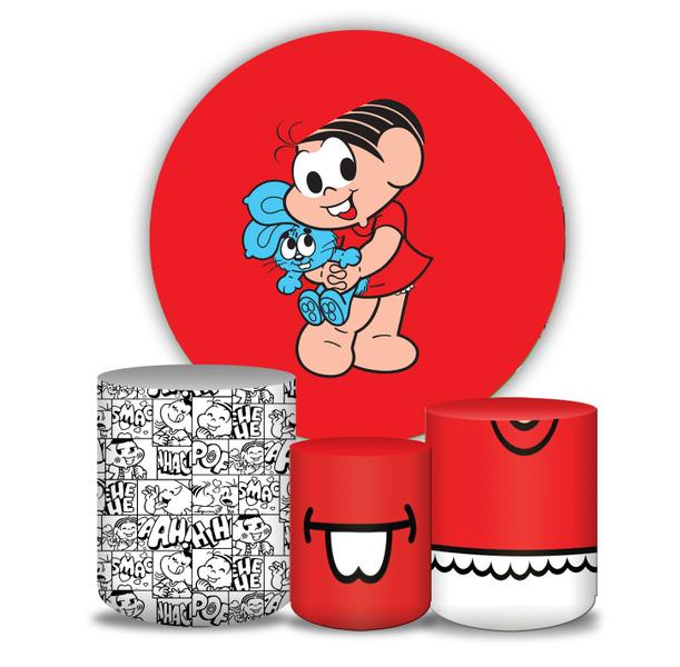 Conjunto Kit Painel + Trio cilindros Turma da Mônica Tecido - SublimeDecor Imagem de Conjunto Kit Painel + Trio cilindros Turma da Mônica Tecido