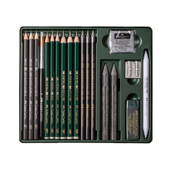 Imagem de Conjunto Lápis Faber Castell Pitt Grafite Médio com 19 Peças