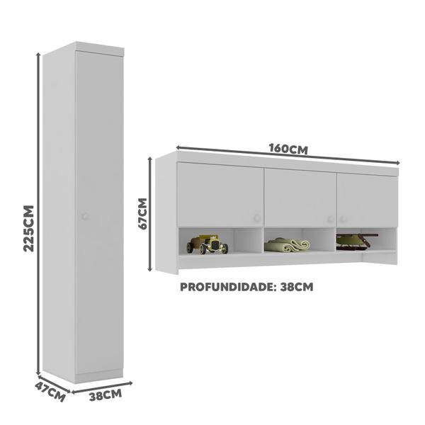 Imagem de Conjunto Lavanderia Multiuso 3 Peças 5 Portas Branco Elias Shop JM