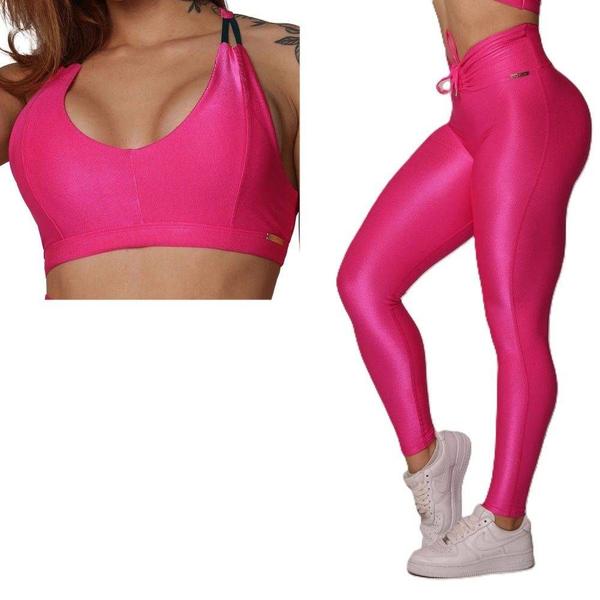 Imagem de Conjunto Legging Confort Empina Glossy Pink+Top Quebe Moving